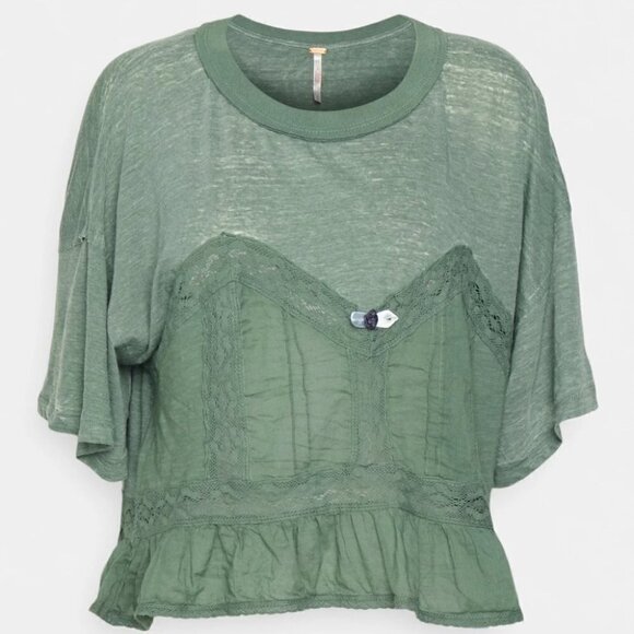 Free People wash army Fall In Love Corset Peplum top in size XS - Picture 4 of 15